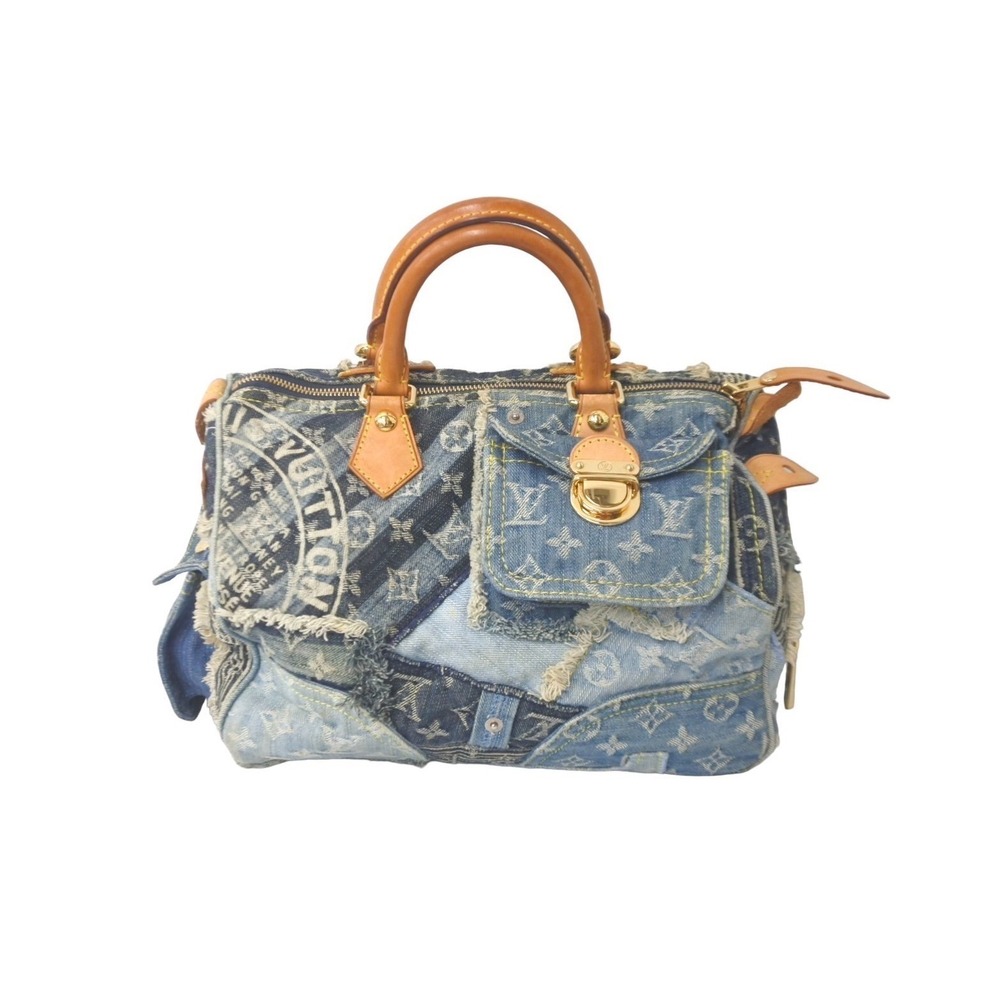 LOUIS VUITTON Speedy Handbag Monogram Denim Patchwork